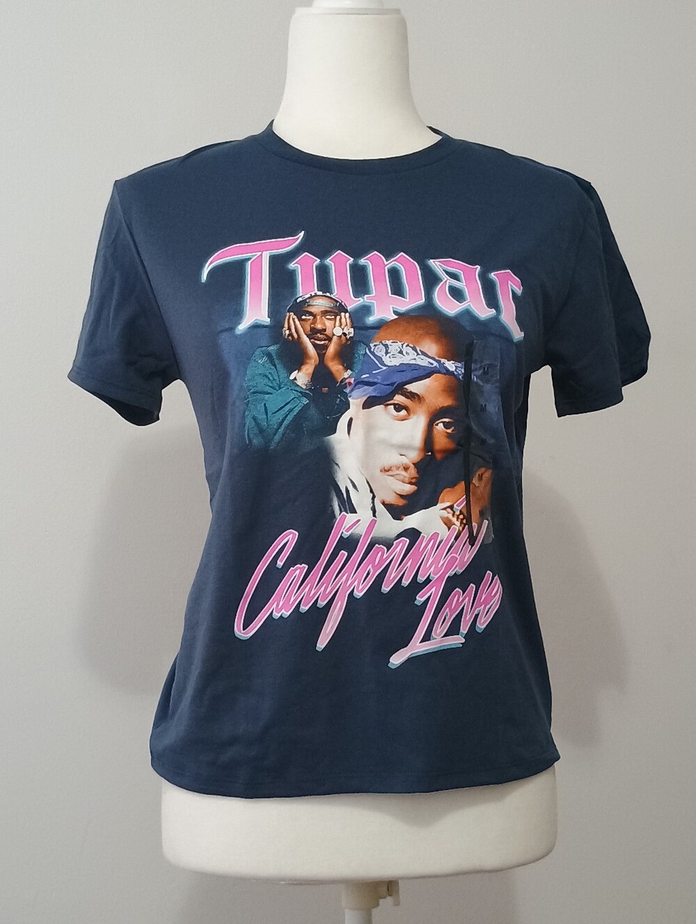 Tupac California love navy blue T-shirt medium new